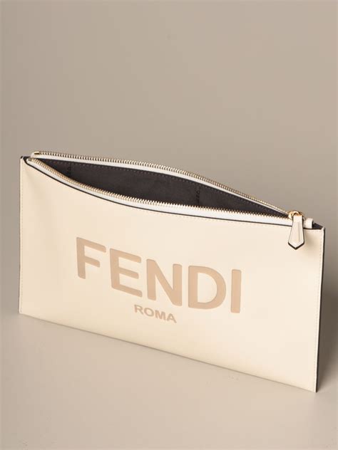 Pochette Fendi in Vernice Bianco 